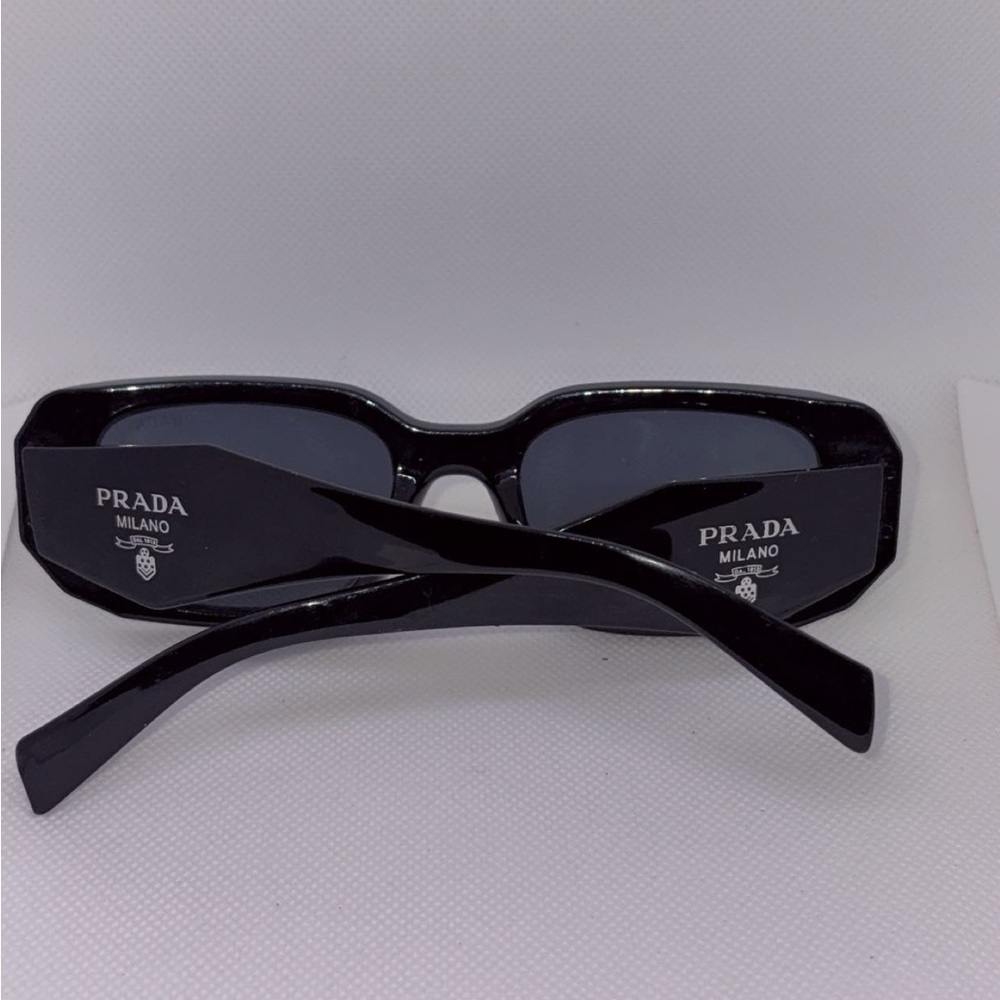 Prada Black Rectangular Milano Sunglasses With Da… - image 1